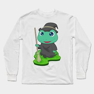 Frog Witch Broom Long Sleeve T-Shirt